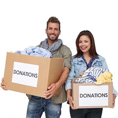 Teen Men & Women Carrying Donation Box